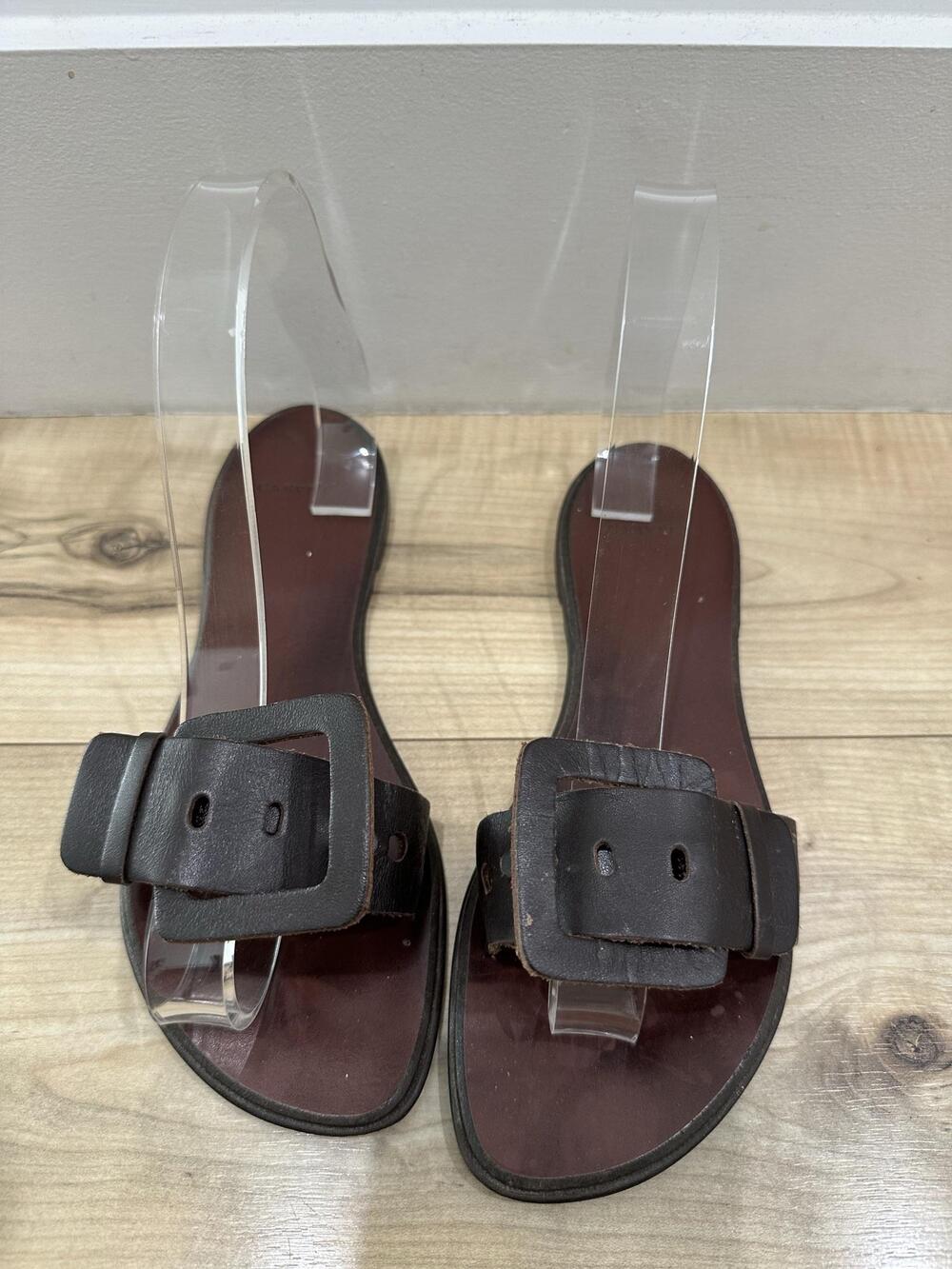 Carvela Sandals Womens Size 8 Brown Leather Buckle Slide Flat Casual Shoes